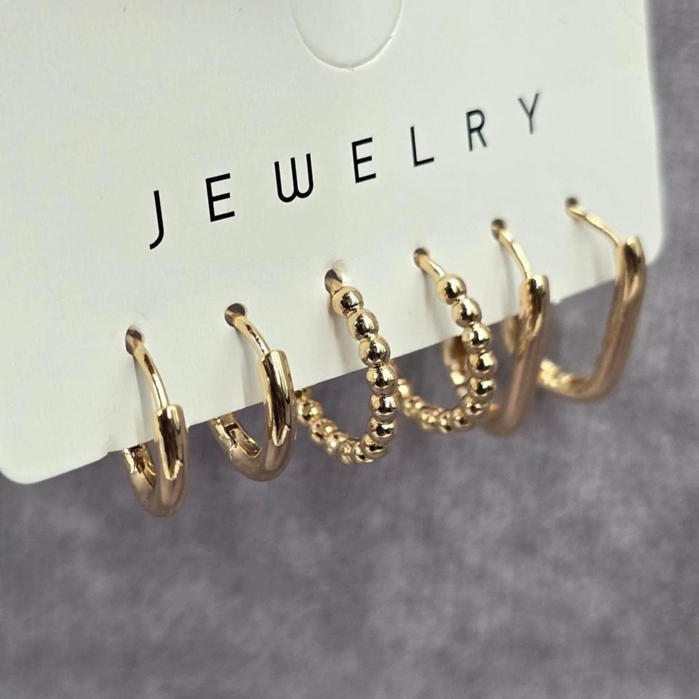 Gold‎ Small Hoops Ring Dangle Earrings Fashion Jewelry - Picture 3 of 4